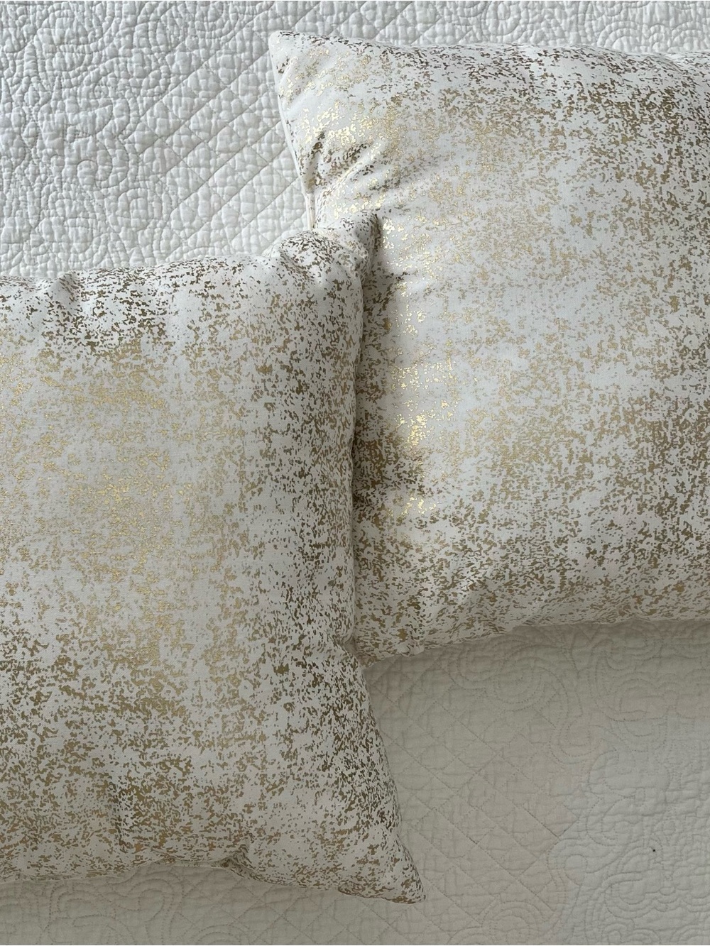 Decorative Metallic Gold Accent Throw Pillow - White and Gold